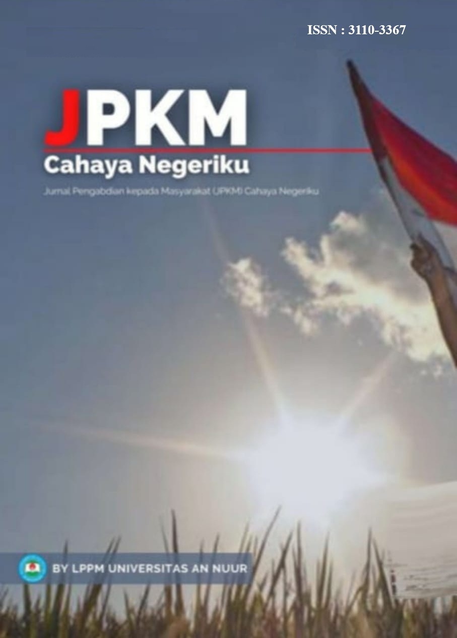					View Vol. 5 No. 2 (2025): Jurnal Pengabdian kepada Masyarakat Cahaya Negeriku
				